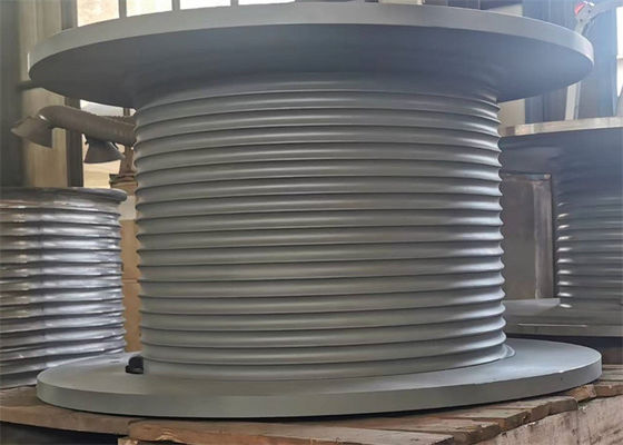 Tower Crane Winch Drum With Lebus Grooved For Spooling Wire Rope