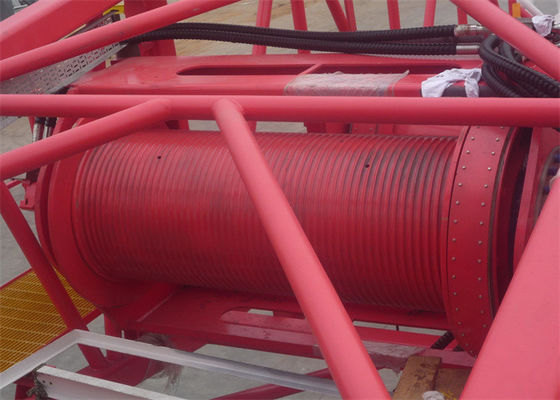 Hydraulic Power 15 Ton Winch With Spooling Device Slow Speed Red